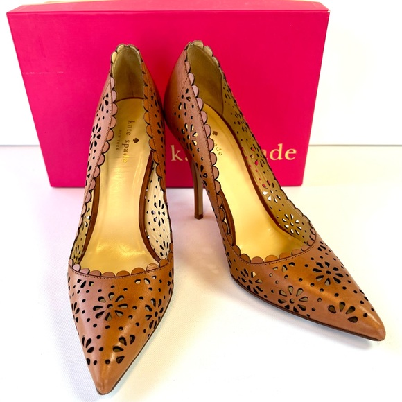 Chic Kate Spade “Lana” Leather Pump Heels • Women’s size 10 • Light Camel 🍁🧡🍁 - Picture 1 of 14